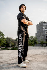 Black Grunge Beat The Odds Straight Baggy Pants