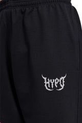 Black Grunge Straight Baggy Pants With Grey Print