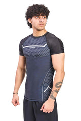 Black Legacy Compression T-Shirt With White Print - HYPD Sports
