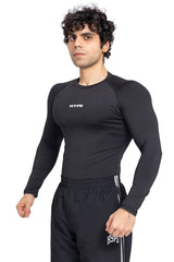 Black Stealth Compression T-Shirt Full Sleeves