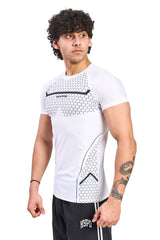 White Legacy Compression T-Shirt With Black Print - HYPD Sports