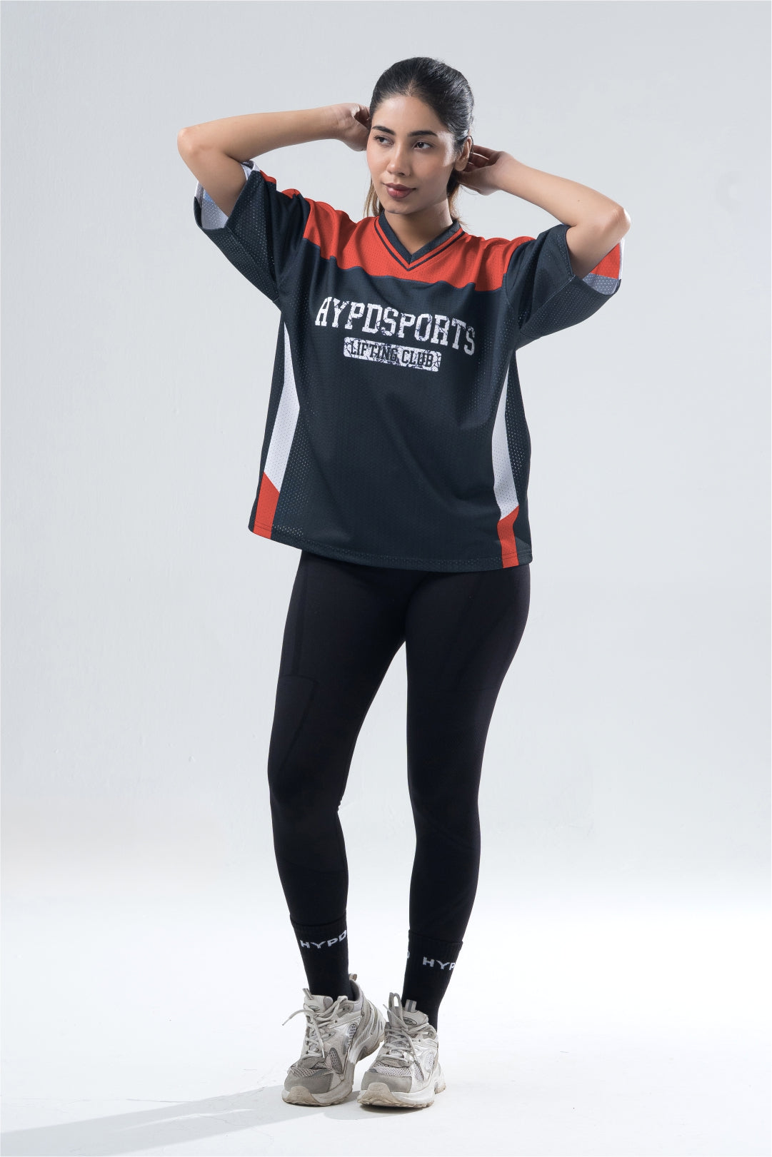 red lifting club oversized training jersey womens 