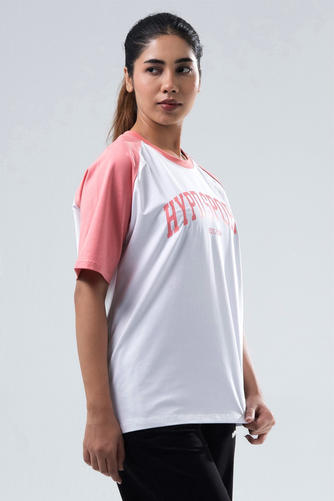 peach/white raglan oversized t-shirt women