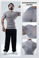 grey hypex seamless compression t shirt for mens