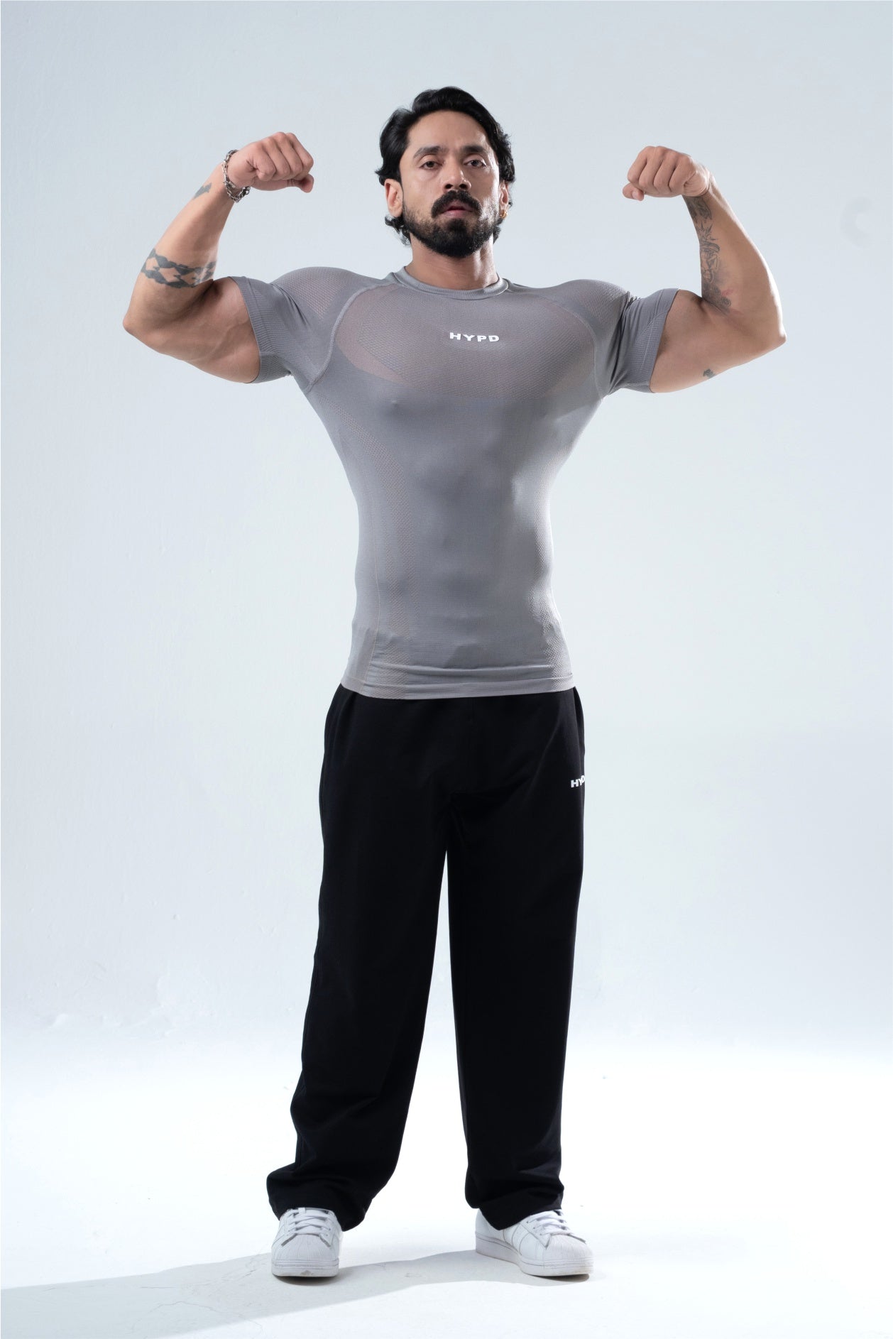 grey hypex seamless compression t shirt for mens