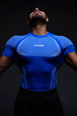 blue hypex seamless compression t shirt for men