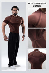 brown hypex seamless compression t shirt for mens
