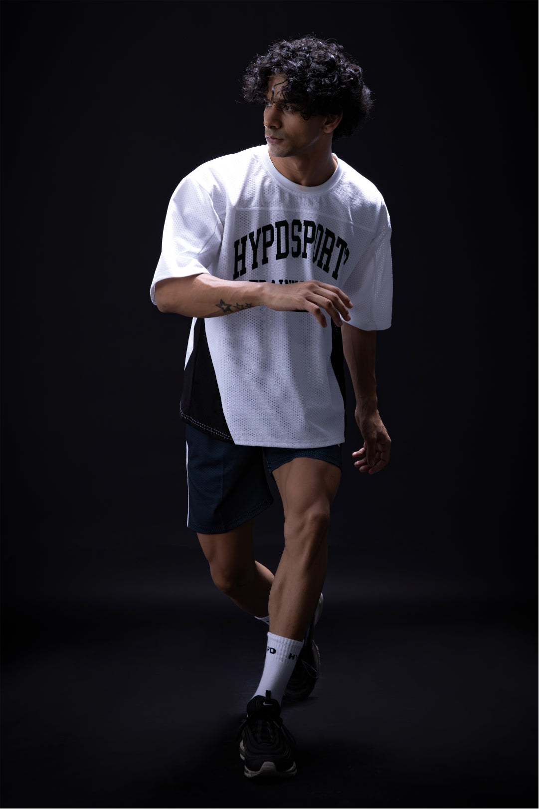 white/black training club mesh oversized jersey mens 