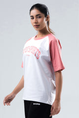 peach/white raglan oversized t-shirt women