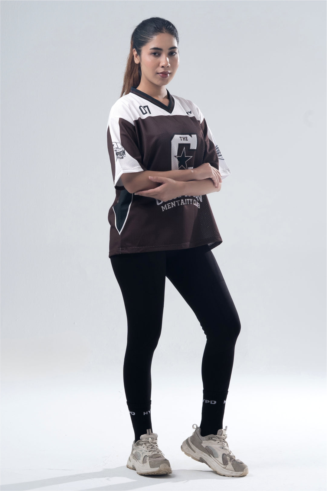 brown champion mentality oversized training jersey women 