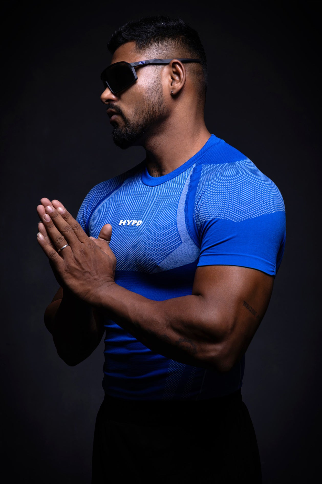 blue hypex seamless compression t shirt for men