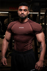 Brown HYPEX Seamless Compression T-Shirt for Men
