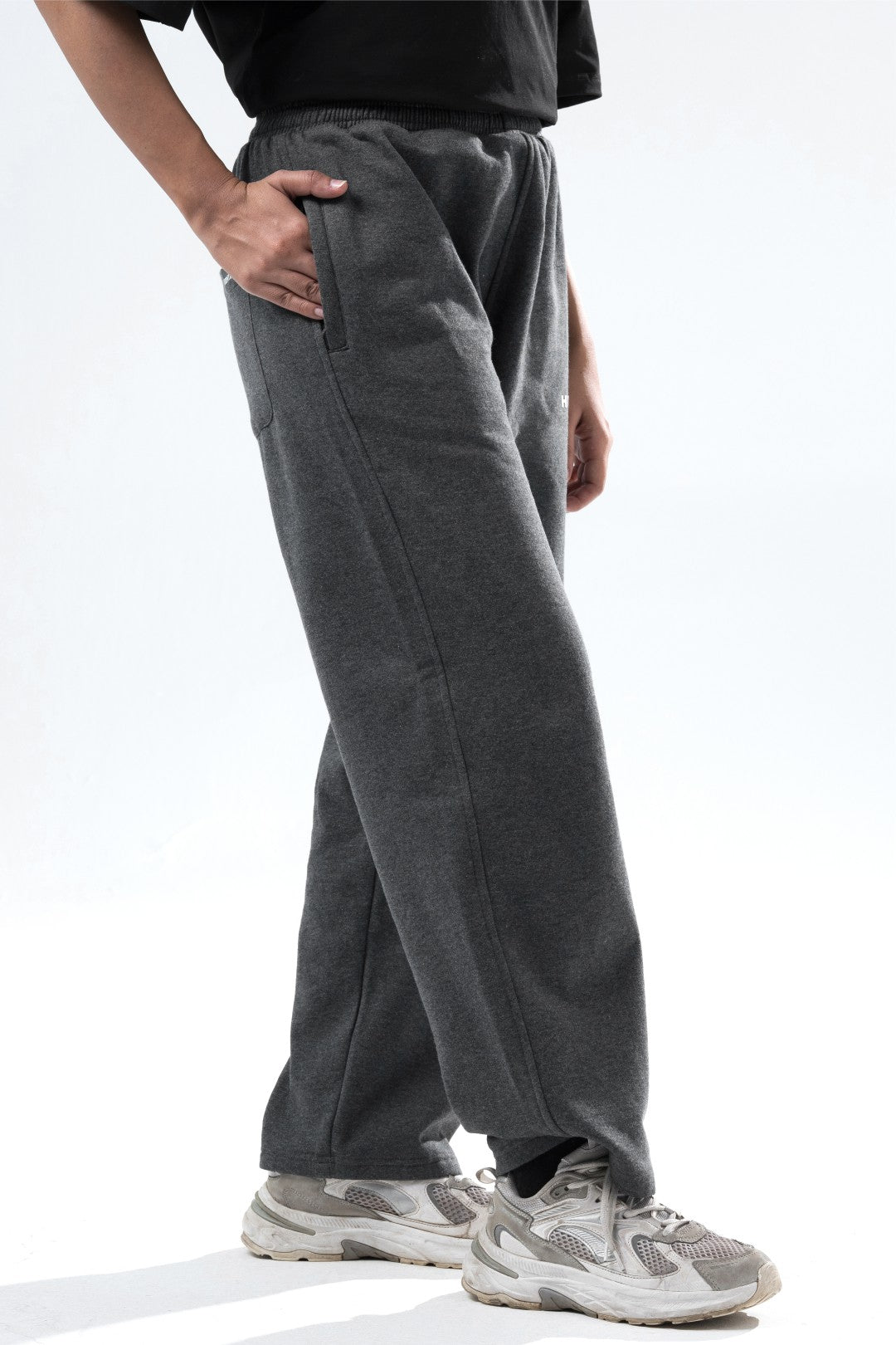 dark grey melange essential straight fit trackpants women