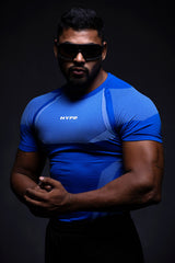 blue hypex seamless compression t shirt for men