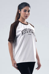 brown/white raglan oversized t-shirt women