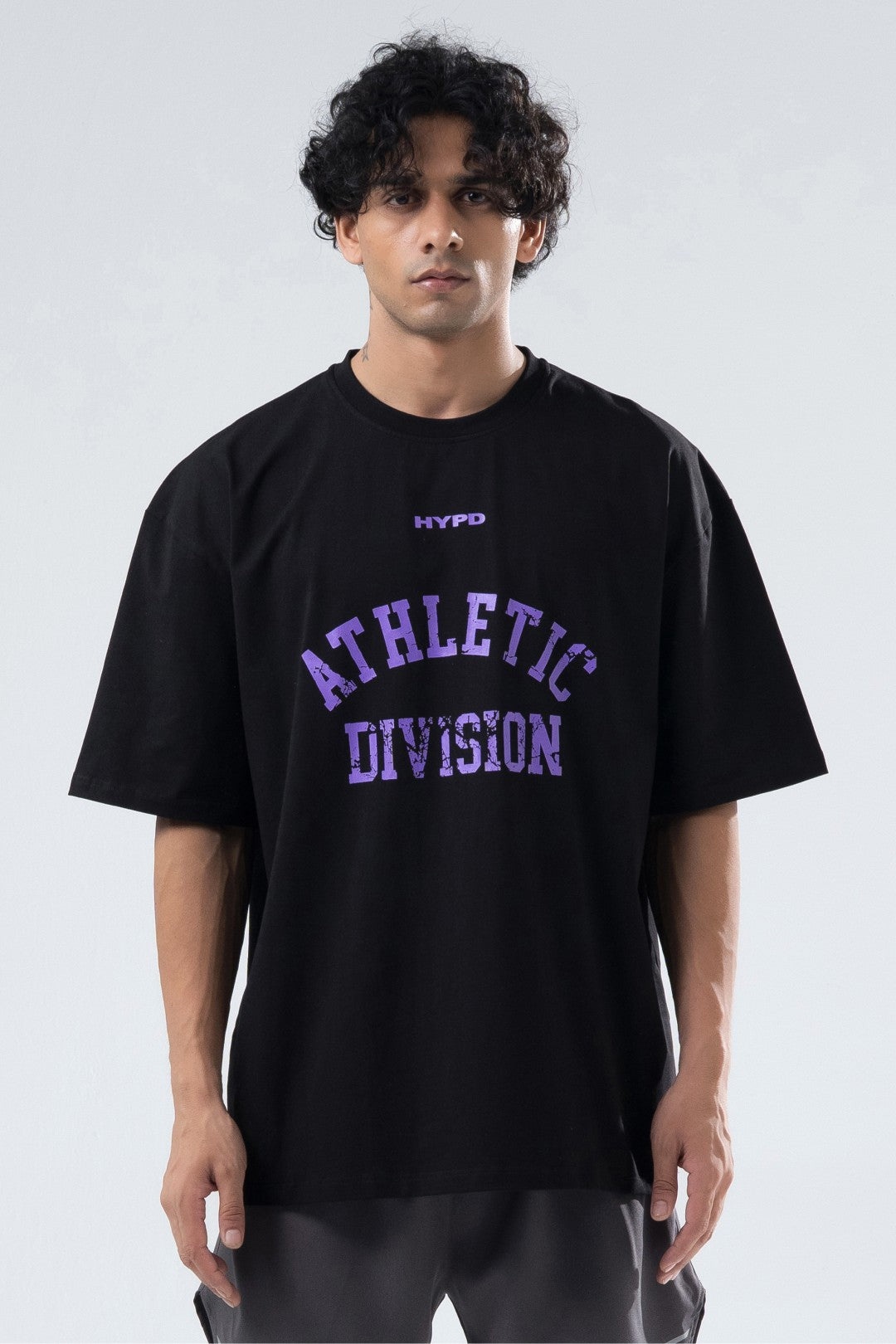 black/purple athletic division oversized t-shirt men