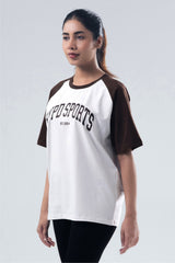 brown/white raglan oversized t-shirt women