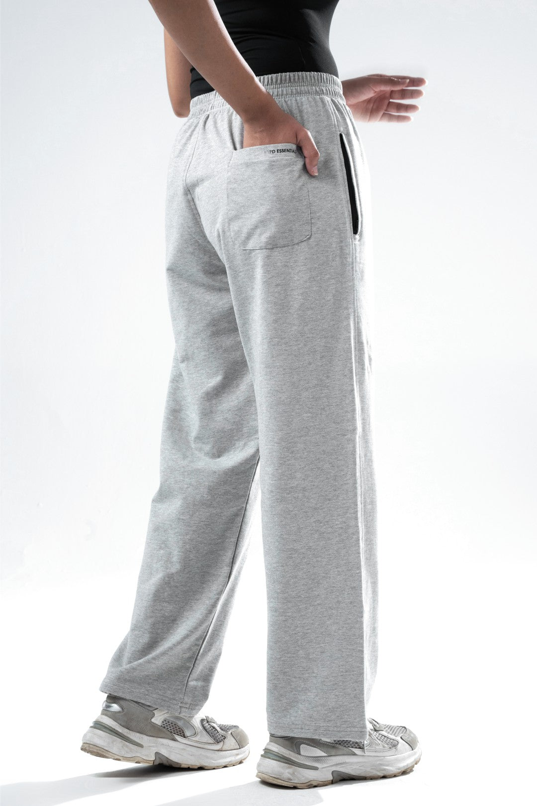 light grey melange essential straight fit trackpants women
