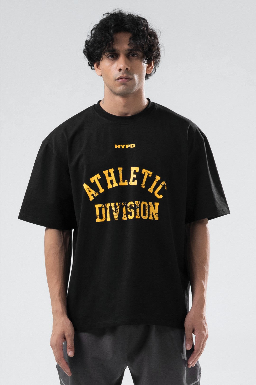 black/yellow athletic division oversized t-shirt men