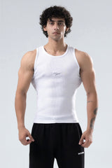 white signature ribbed vest mens 