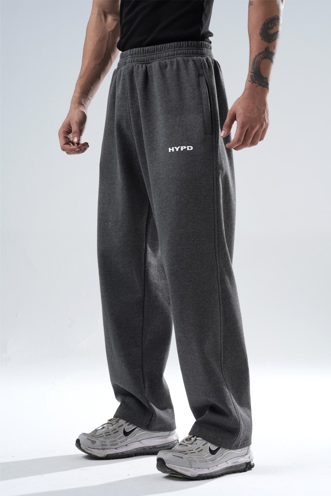 dark grey melange essential straight fit track pants mens 