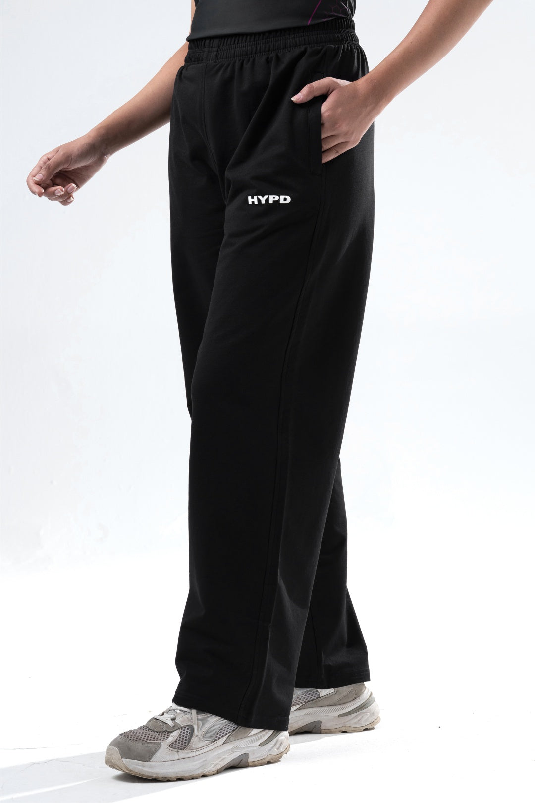black essential straight fit trackpants women