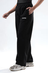 black essential straight fit trackpants women