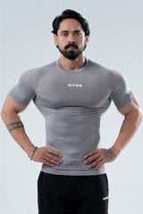 grey hypex seamless compression t shirt for mens
