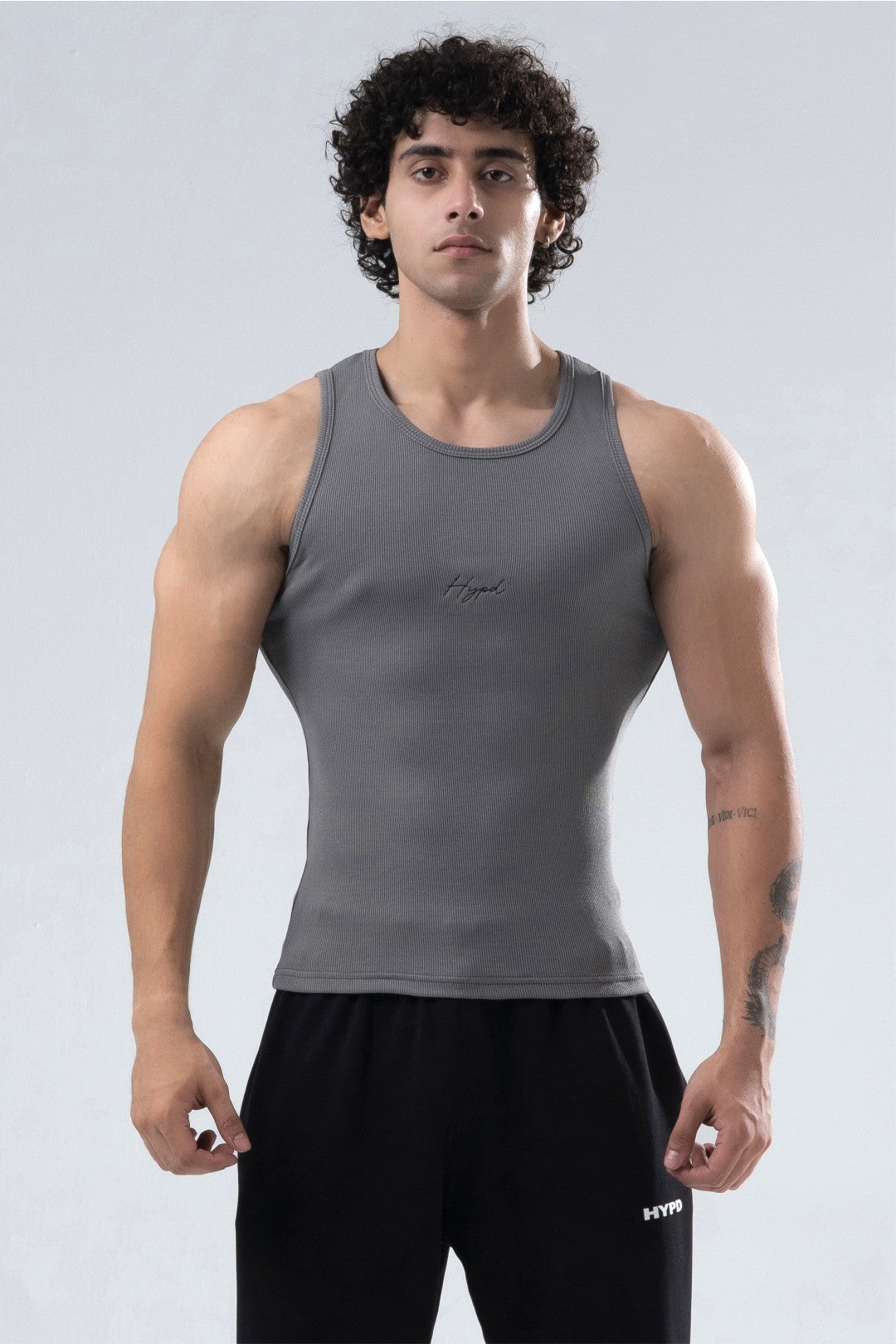 steel grey signature ribbed vest mens