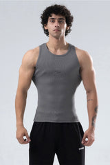 steel grey signature ribbed vest mens