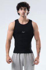 black signature ribbed vest mens 