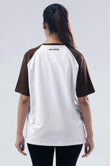 brown/white raglan oversized t-shirt women