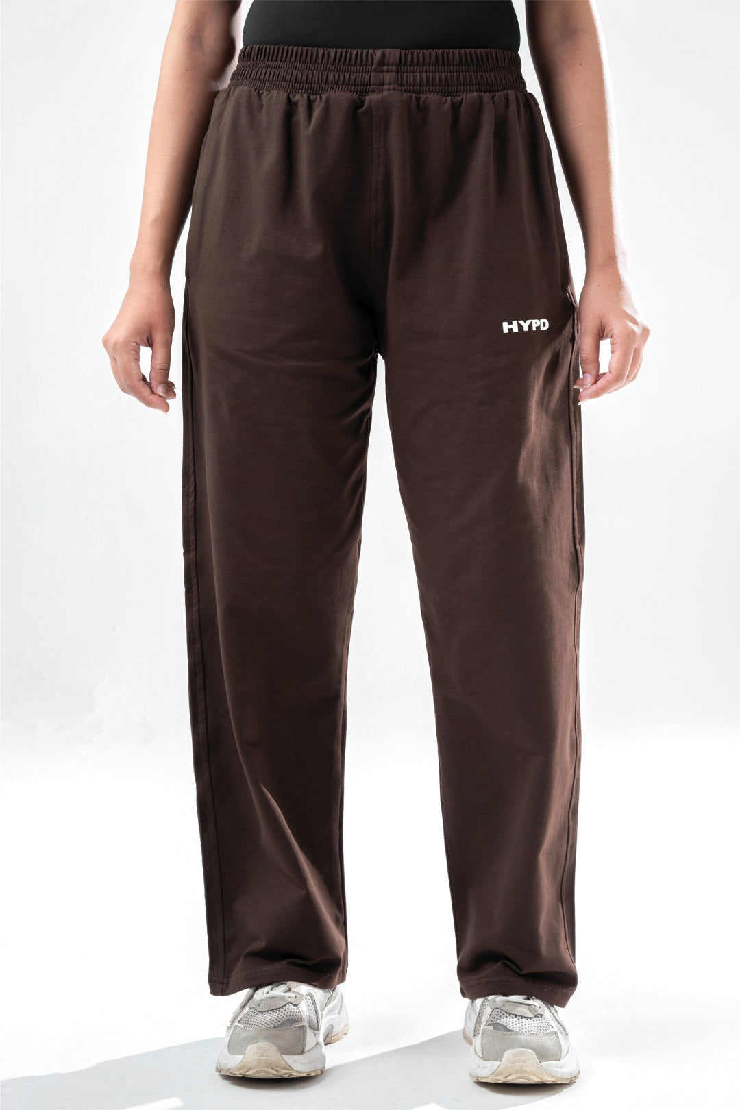 brown essential straight fit trackpants women
