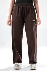 brown essential straight fit trackpants women