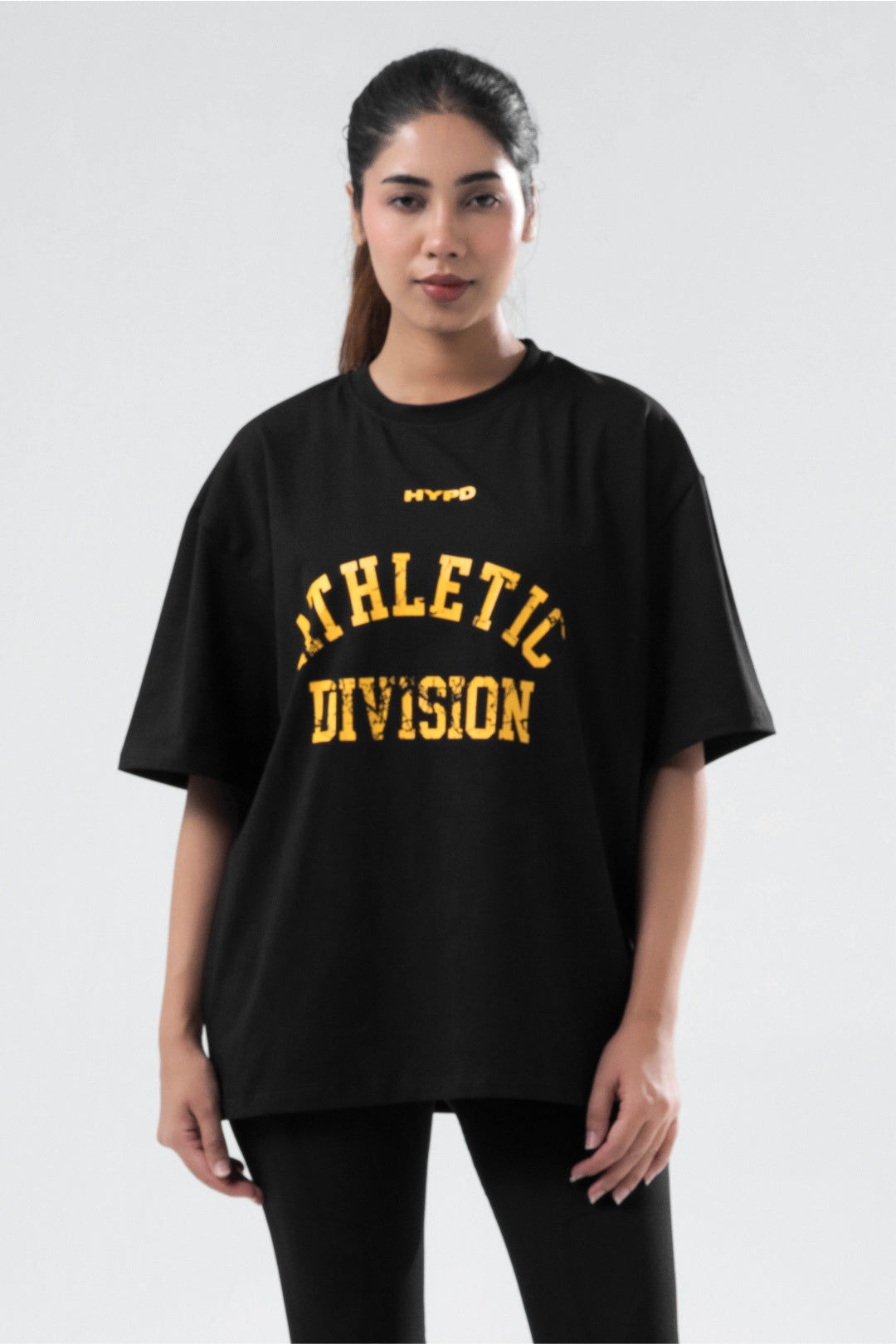 black/yellow athletic division oversized t-shirt women