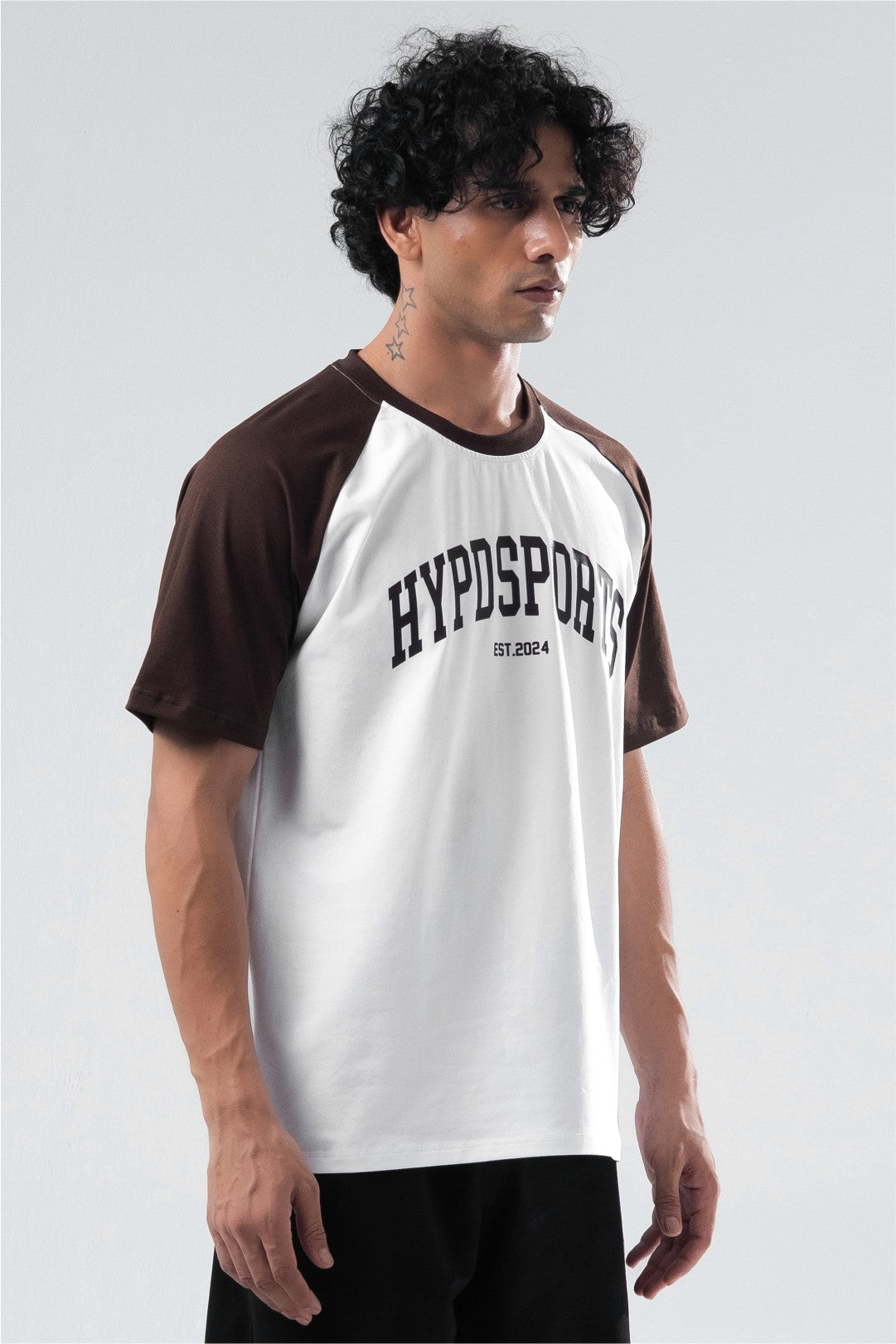 brown/white raglan oversized t-shirt mens 