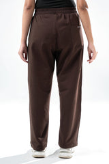 brown essential straight fit trackpants women