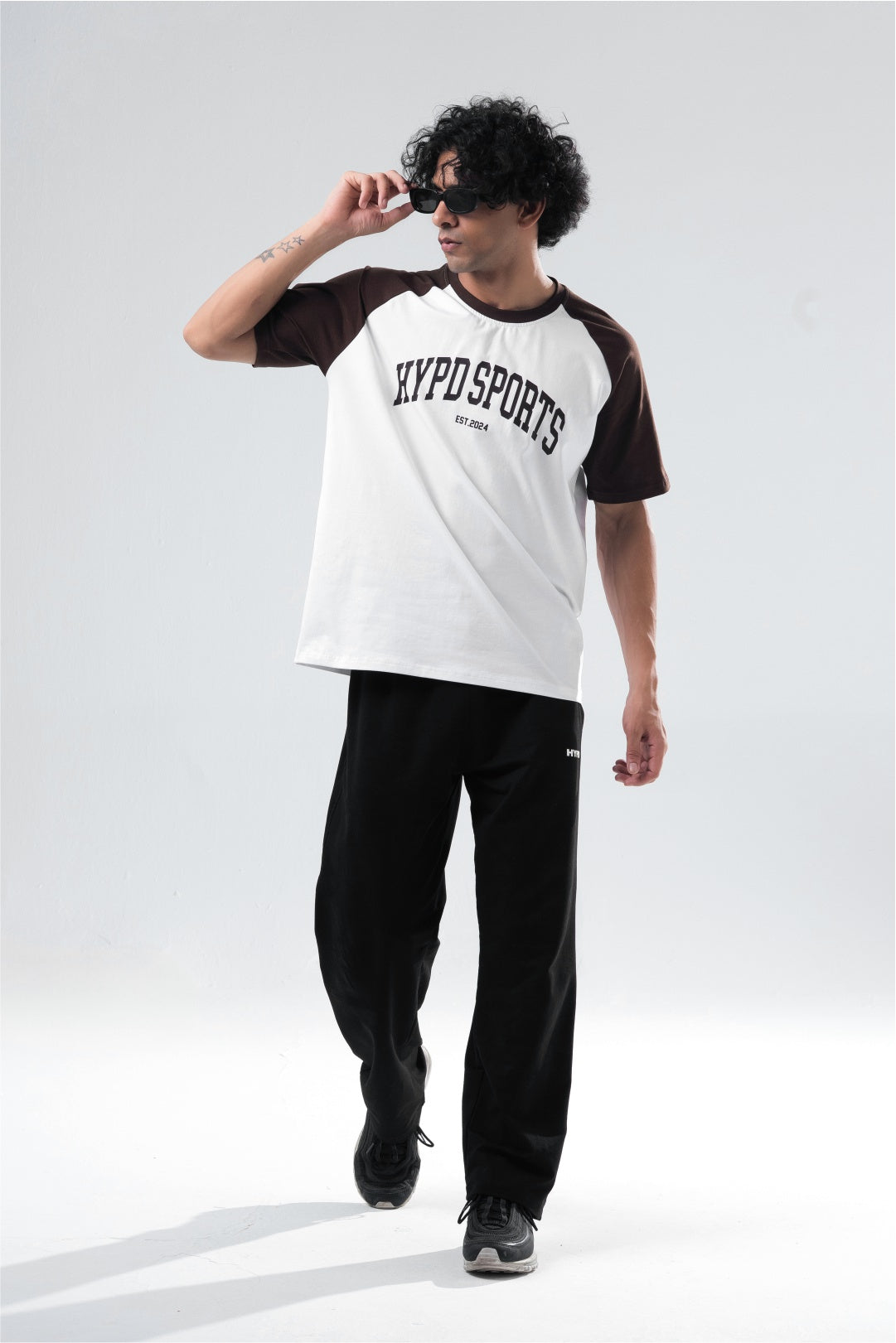 brown/white raglan oversized t-shirt mens 
