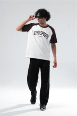 brown/white raglan oversized t-shirt mens 
