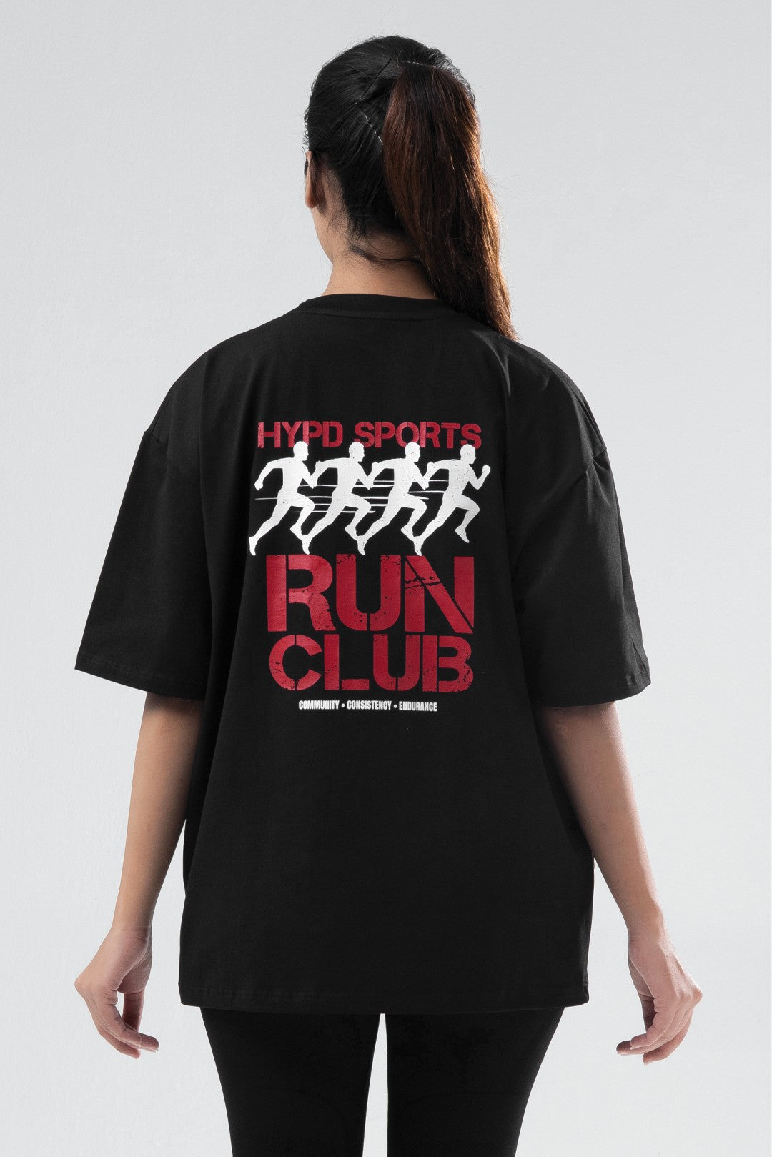 black run club oversized t-shirt women