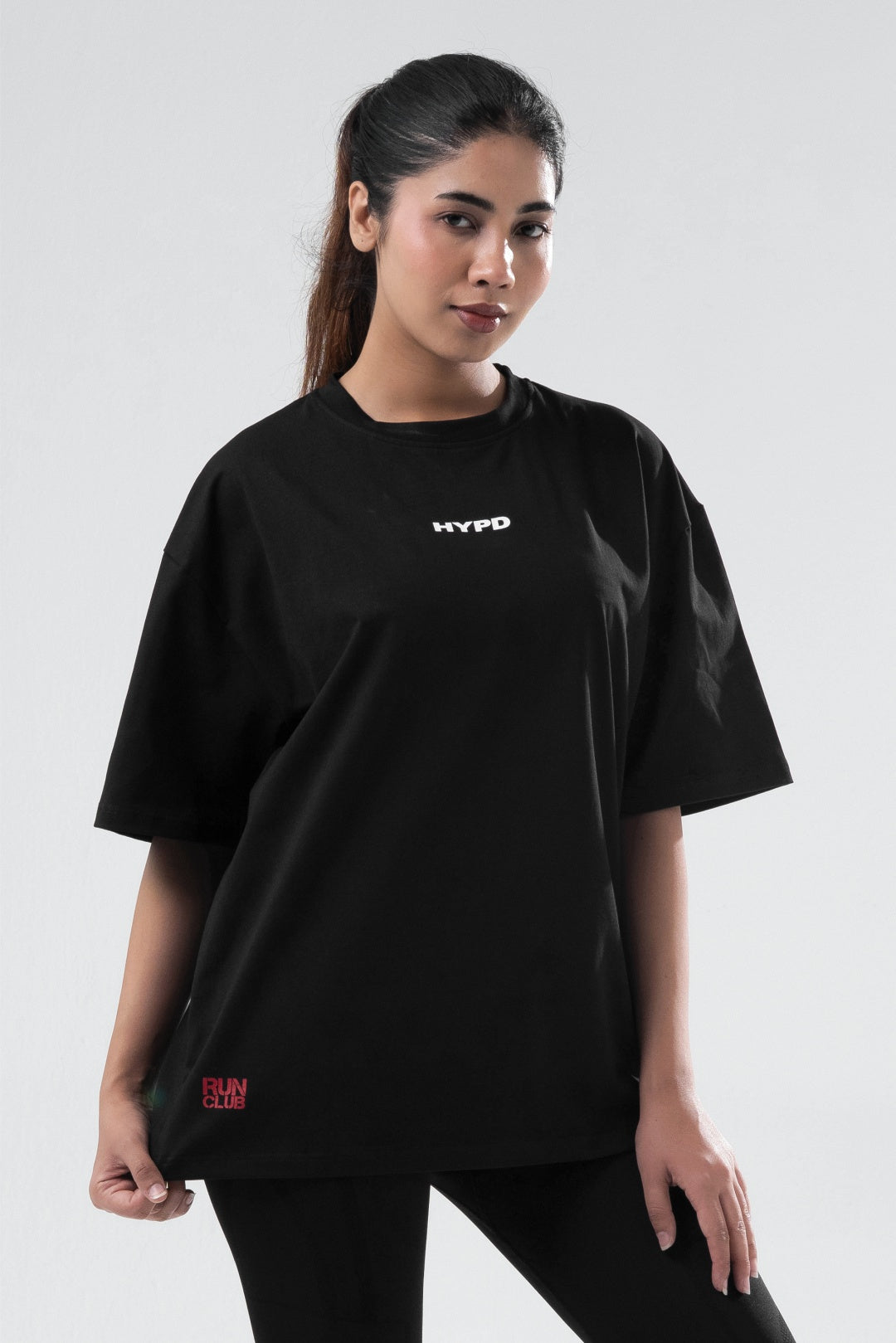 black run club oversized t-shirt women