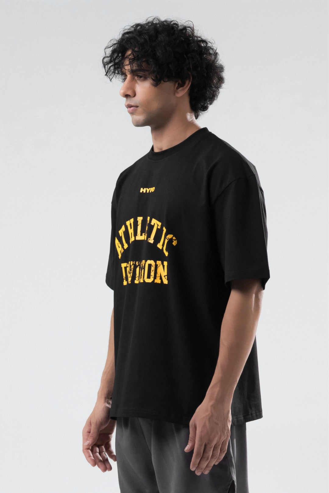 black/yellow athletic division oversized t-shirt men
