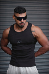 Black Signature Ribbed Vest