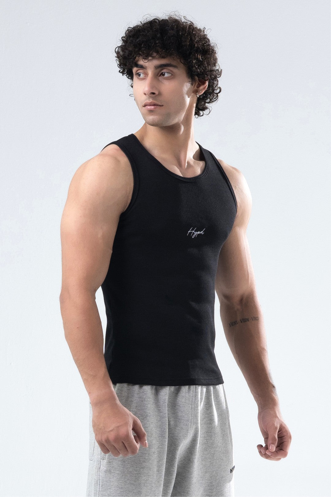 black signature ribbed vest mens 