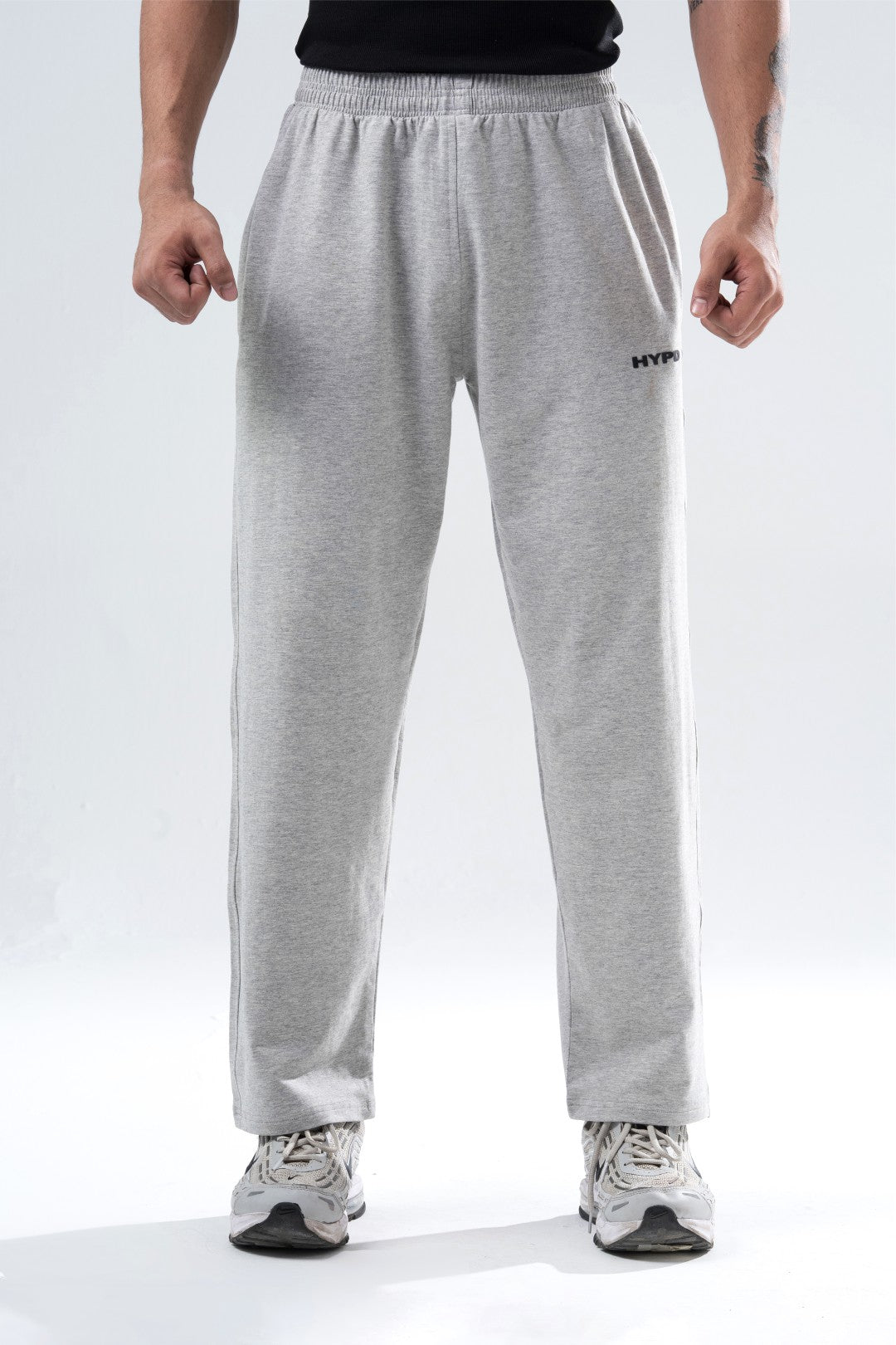 light grey melange essential straight fit track pants mens 
