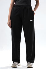 black essential straight fit trackpants women