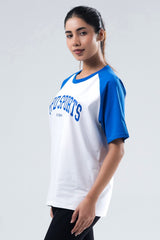 royal/white raglan oversized t-shirt women