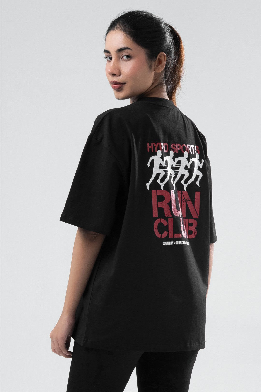 black run club oversized t-shirt women