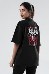 black run club oversized t-shirt women