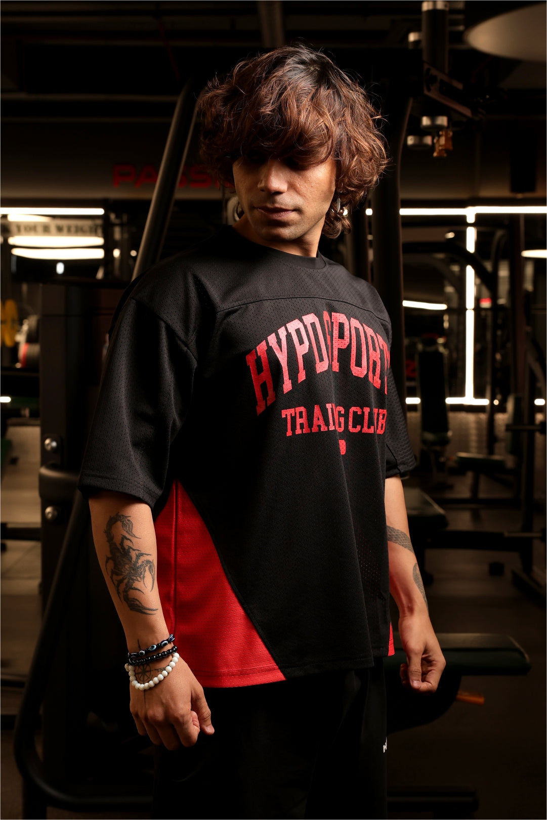 black/red training club mesh oversized jersey men 